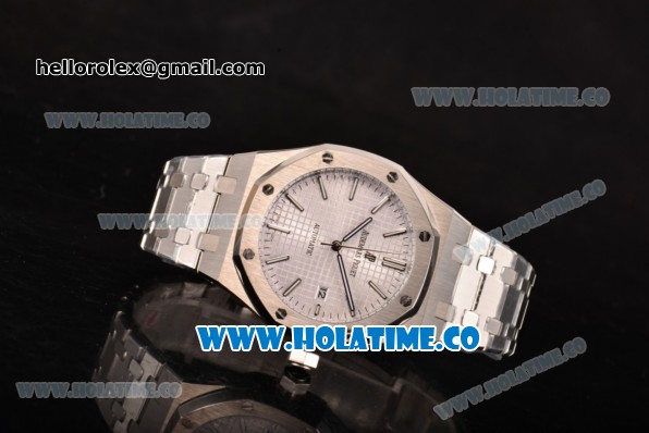 Audemars Piguet Royal Oak 41 Miyota 9015 Automatic Full Steel with White Dial and Silver Stick Markers (EF) - Click Image to Close